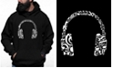 LA Pop Art Men's Music Note Headphones Word Art Hooded Sweatshirt